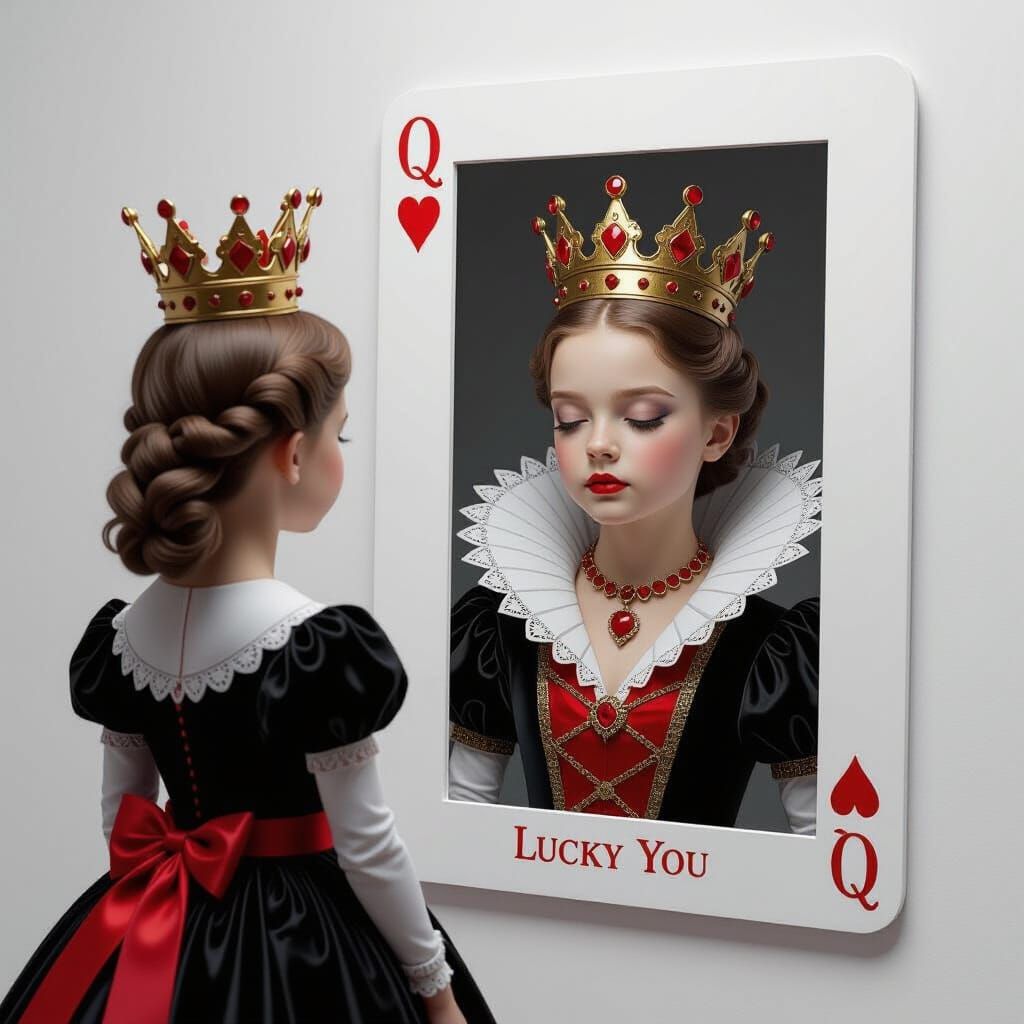 Girl as Queen of Hearts in Detailed Fantasy Portrait