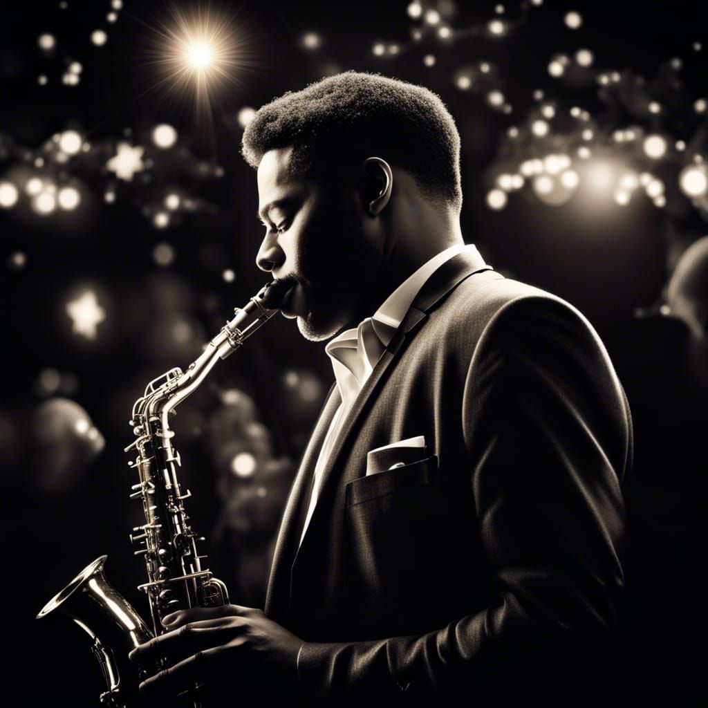 Enchanting Saxophonist in Starry Jazz Bar