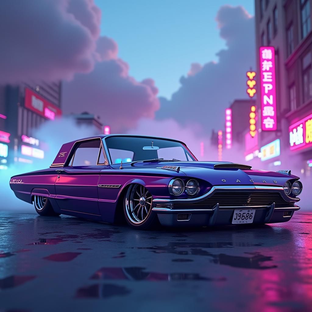 Custom 1964 Ford Thunderbird Hot Rod in Surreal City
