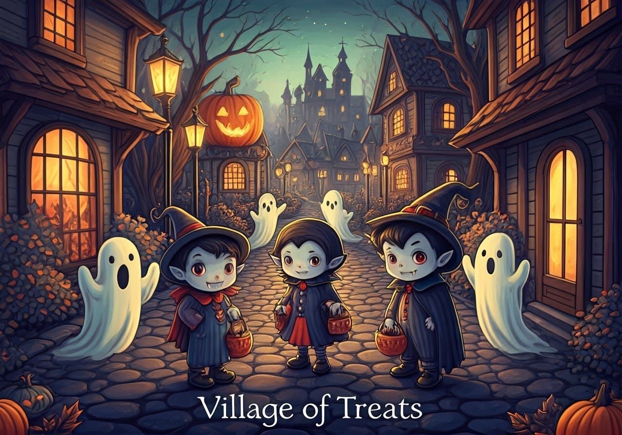 Vampire Trick-or-Treaters in a Haunted Village

.