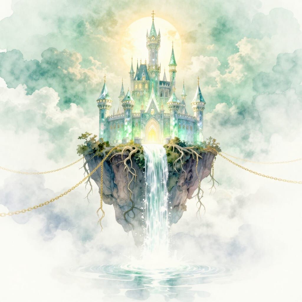 A dreamlike, crystalline castle