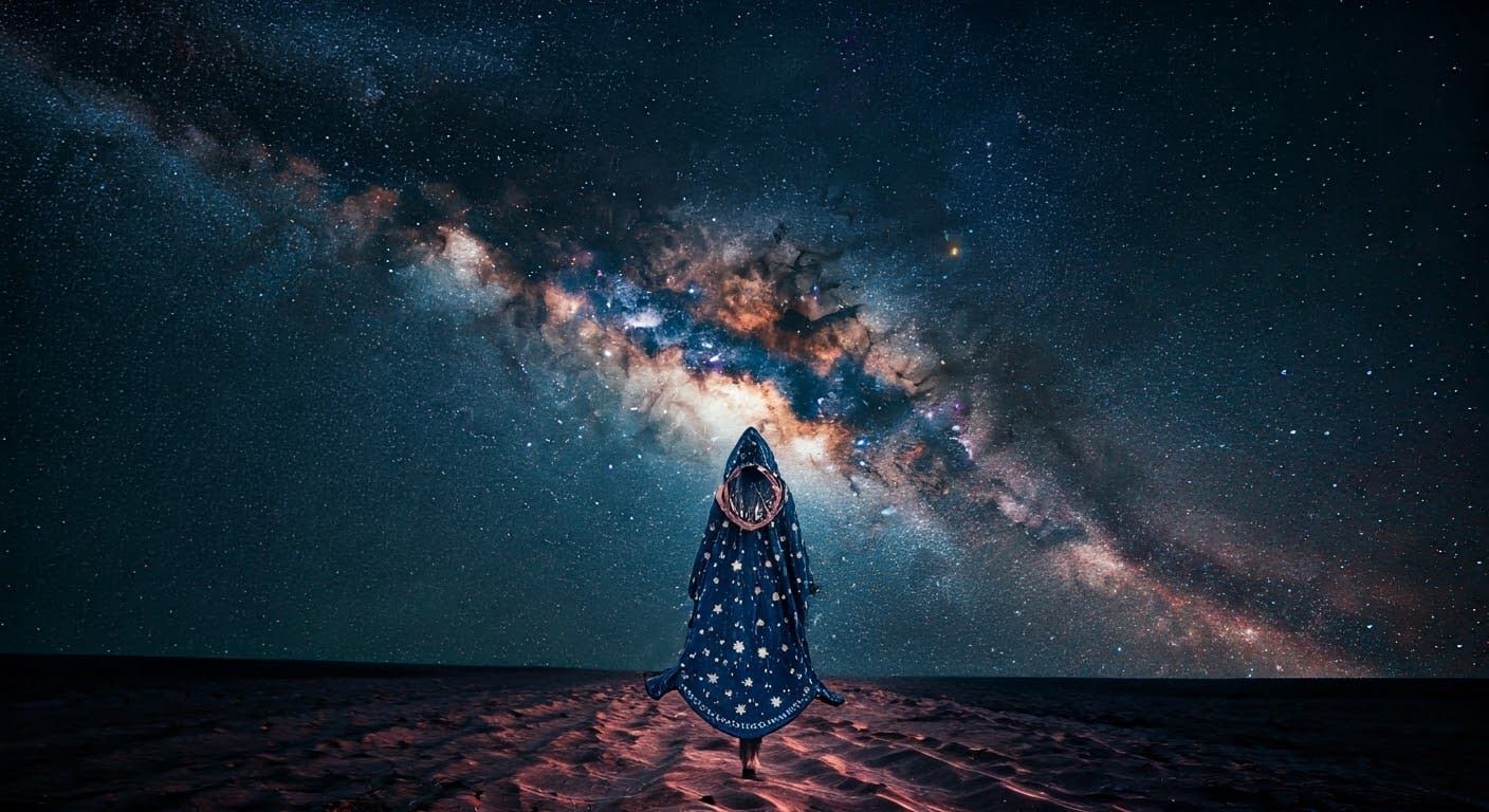 A woman walking along the Milky Way