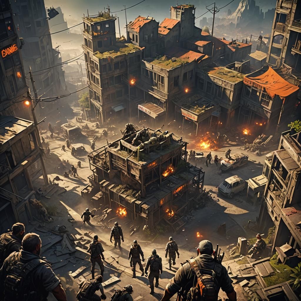 Zombie Apocalypse Game Cover: Detailed Matte Painting