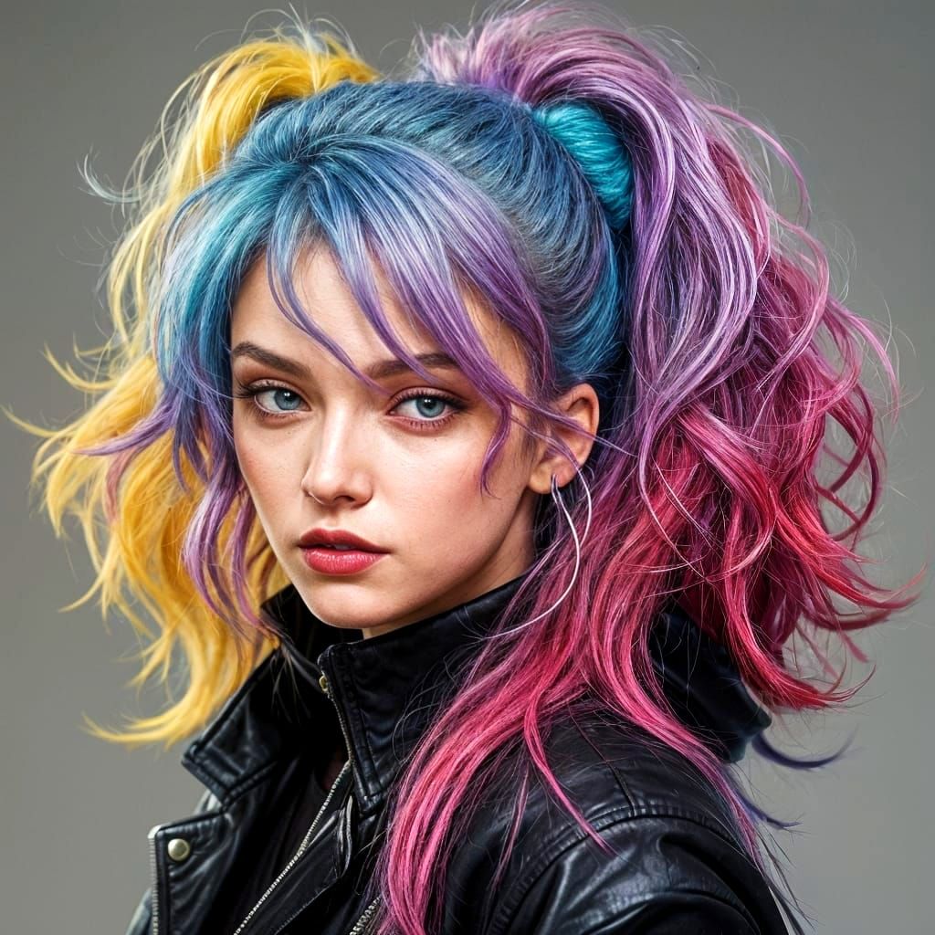 Gangster Girl Portrait with Disheveled Hair