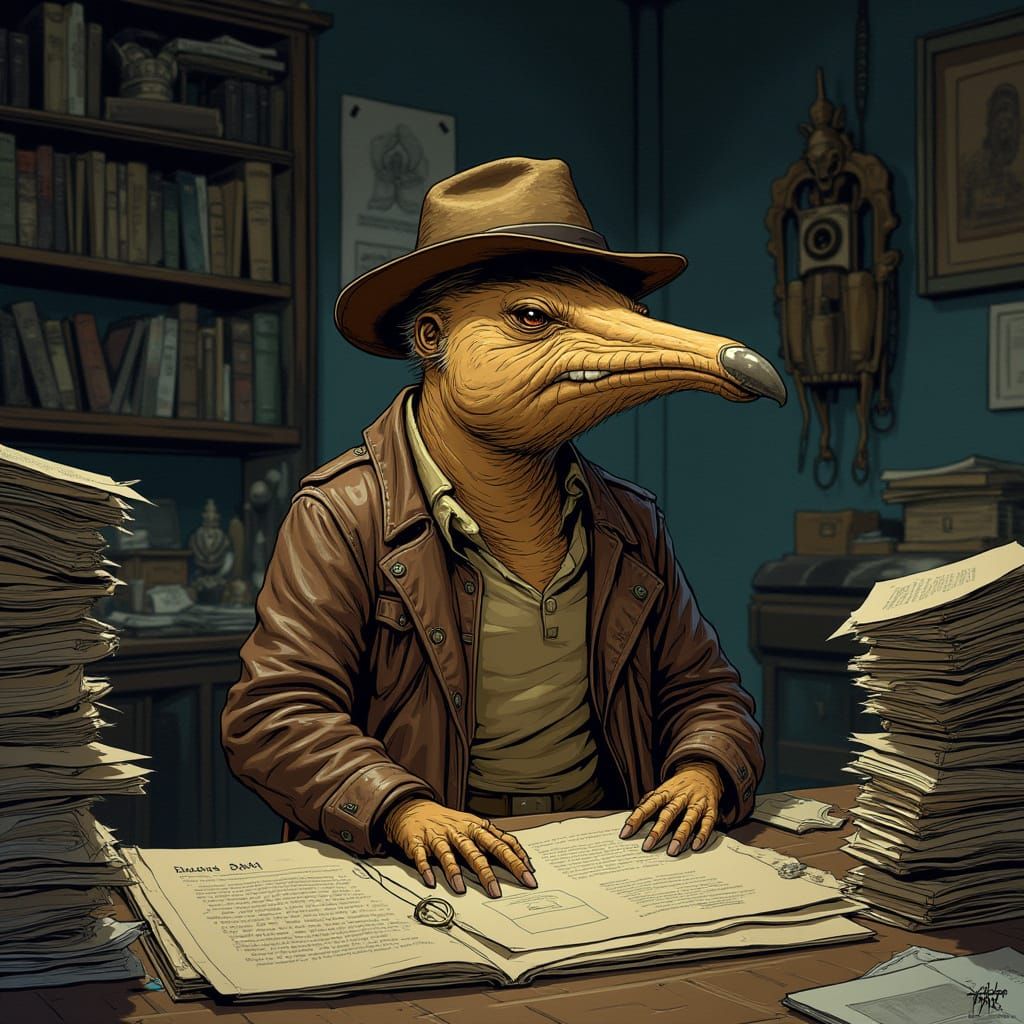 Gritty Anthropomorphic Aardvark Anthropologist in Film Noir ...