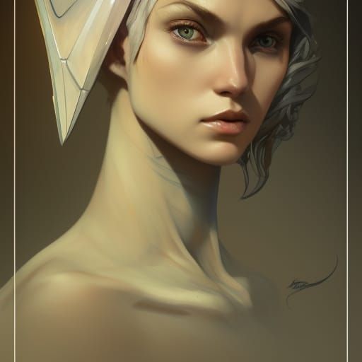 Detailed Wyvern Portrait in Art Nouveau Style