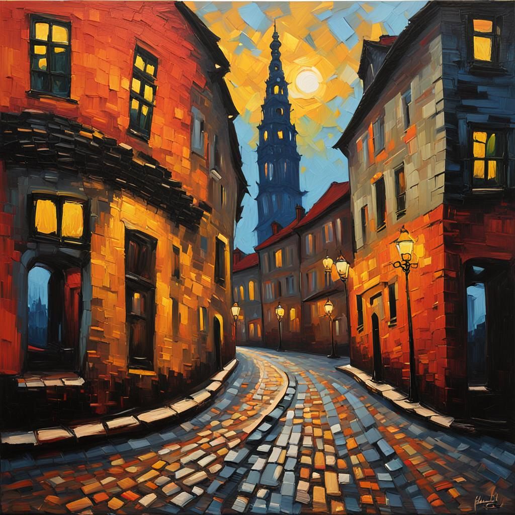 Hannover Germany Cityscape in Neo-Expressionist Style