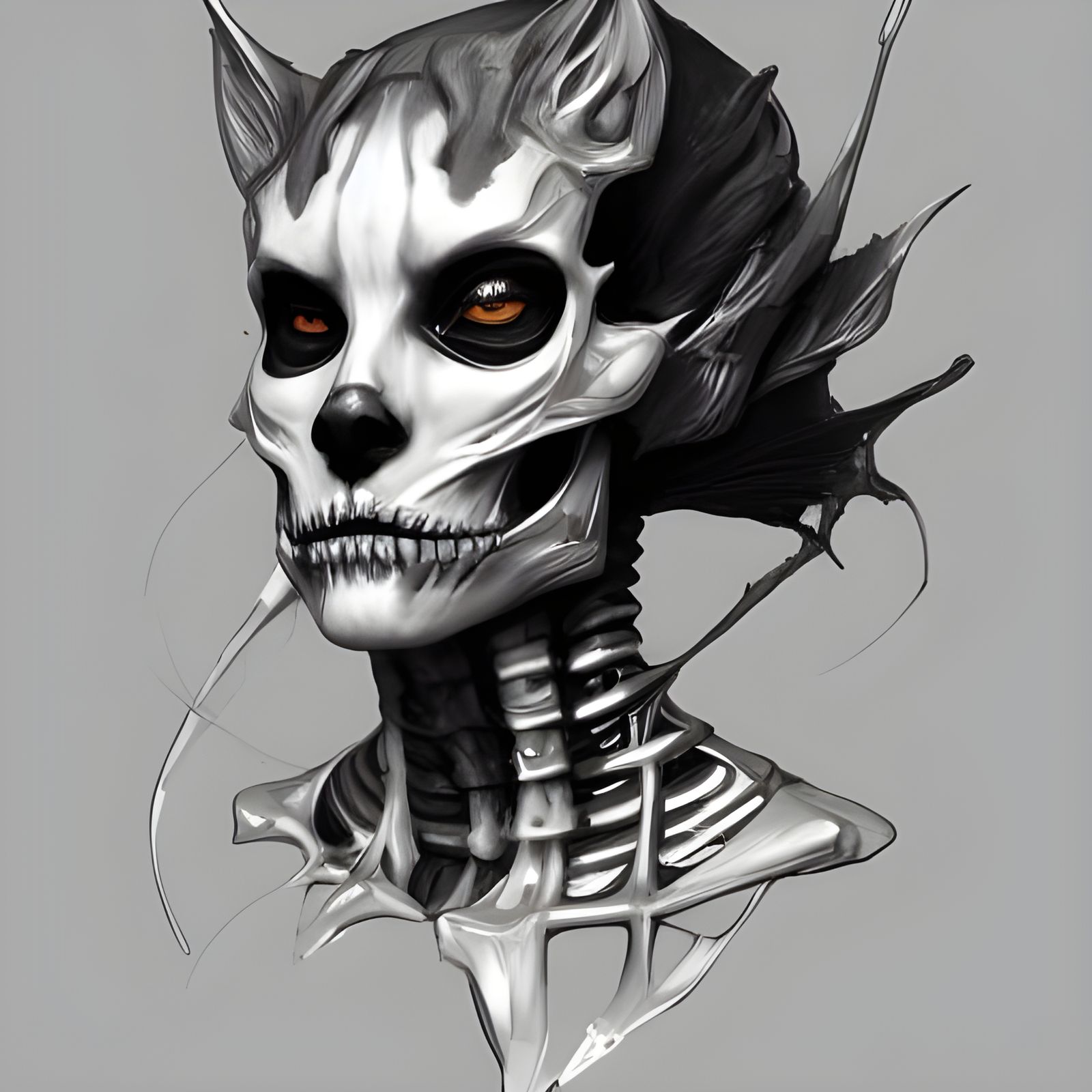Detailed Skeleton Cat Portrait in Unreal Engine 5