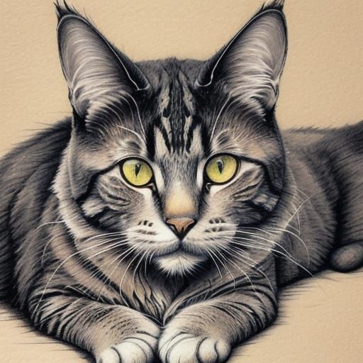 Pencil Sketch of Molly the Cat Sleeping