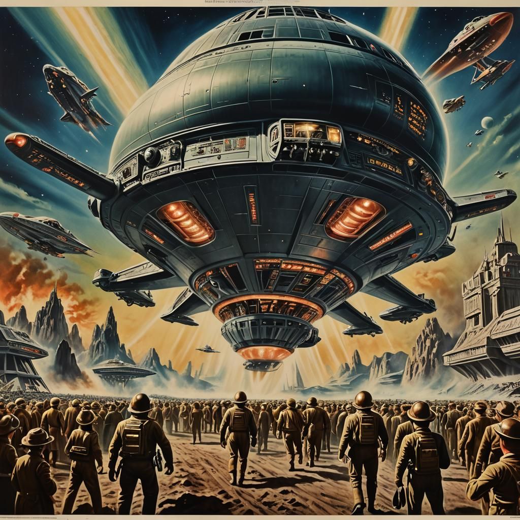 1940s Movie Poster: Aliens Welcome Human Society