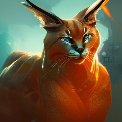 Hyperdetailed Cyborg Caracal Concept Art