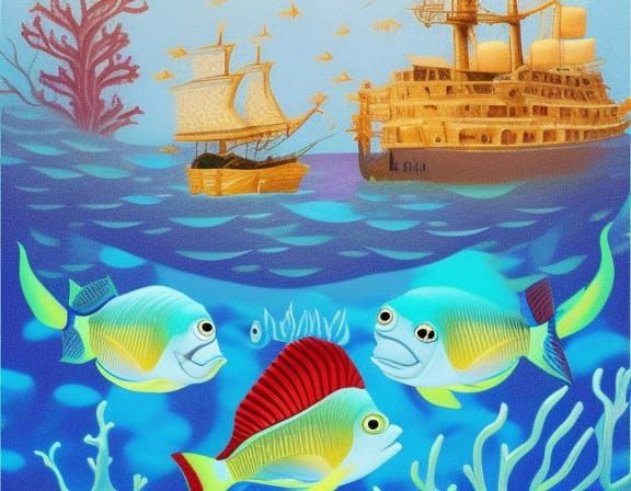 AI Image of Marine Life Based on Emojis