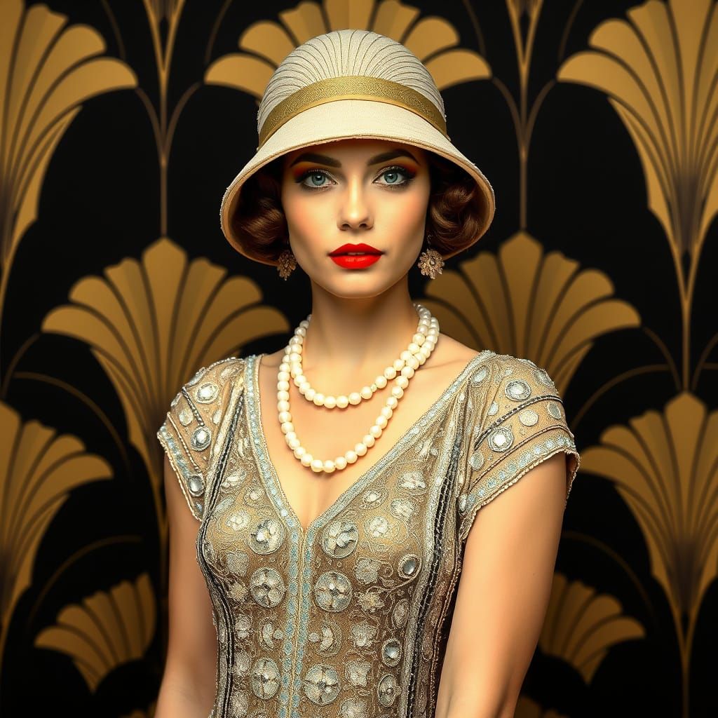 Roaring Twenties Fashion in Art Nouveau Style