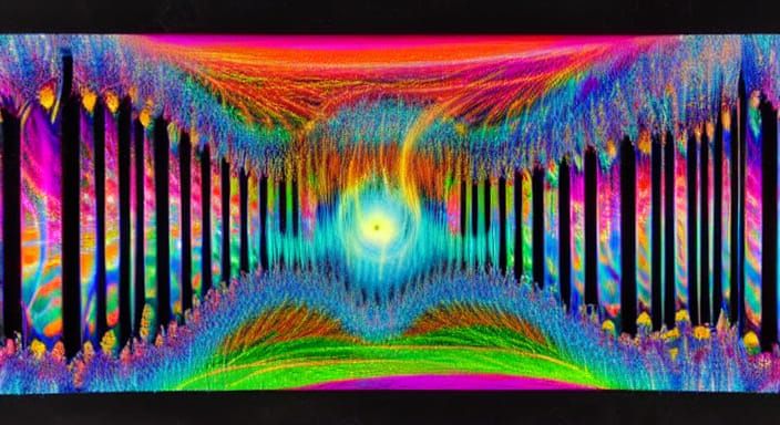 Kaleidoscopic Garden Vortex with Luminous Strands