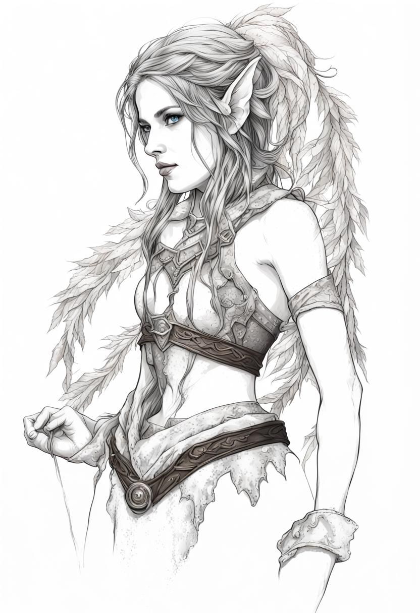 Photorealistic Female Elf Portrait in Color