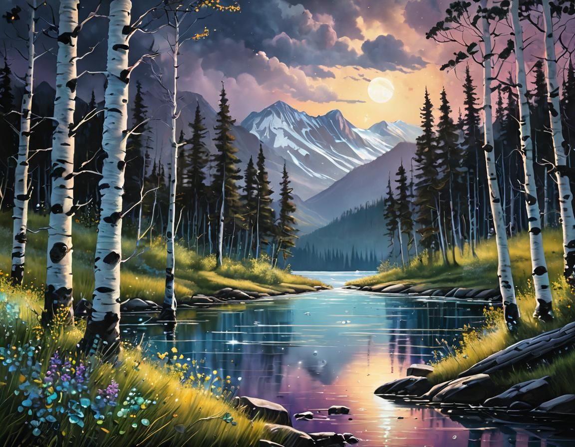 Powerful Ocean Storms: An Iridescent Oil Painting