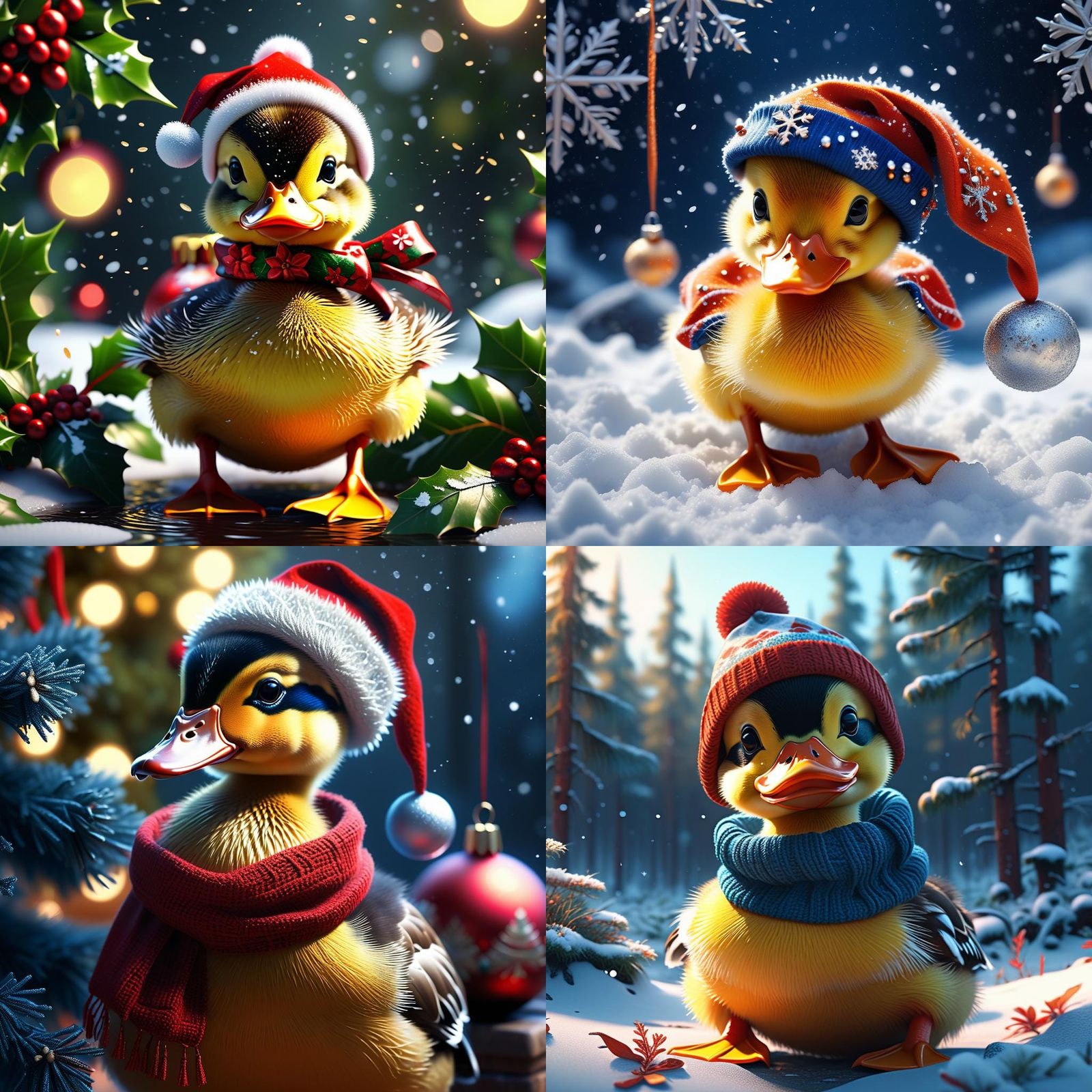 Festive Duckling in Christmas Outfit