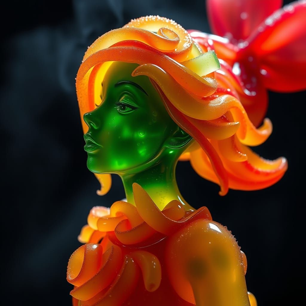 Multicolored Sugar Jelly Mermaid Portrait