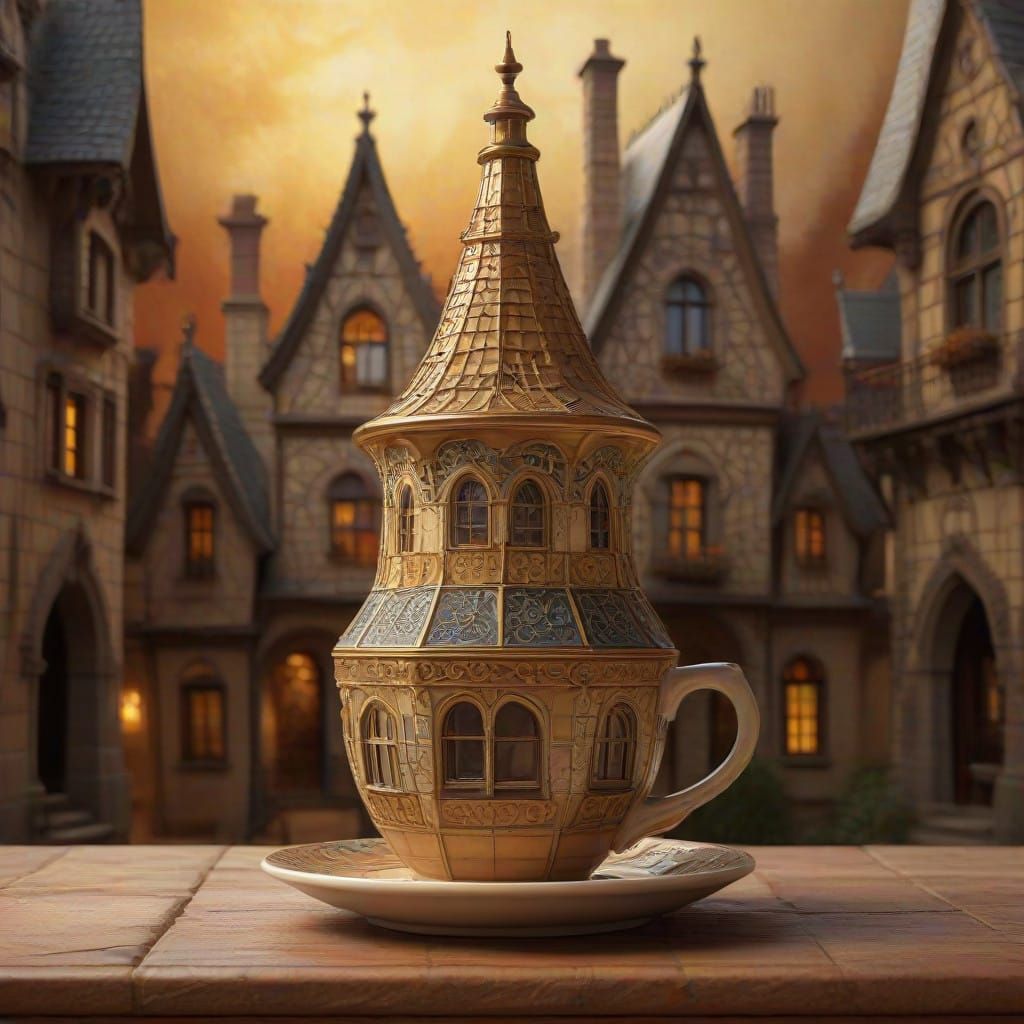 Whimsical Coffee House Scene in Vibrant Colors