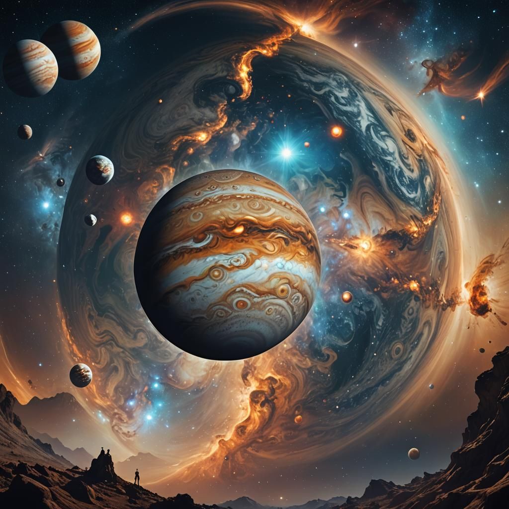 Jupiter Visits Earth: A Cosmic Digital Painting