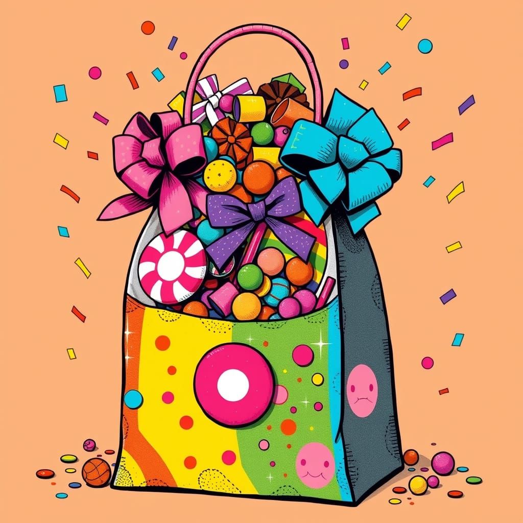 Whimsical Goodie Bag with Treats, Murakami Style