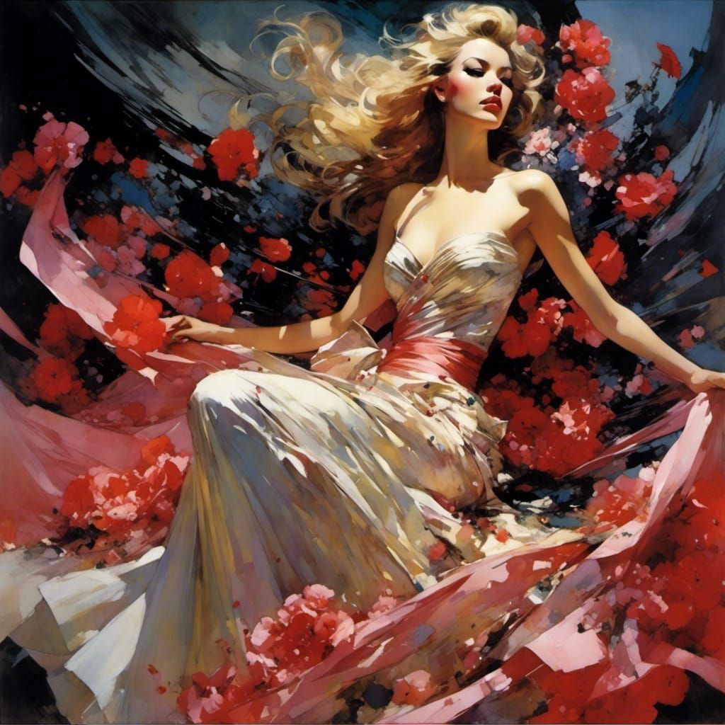 Surreal Desert Rose Siren in Torn Dress