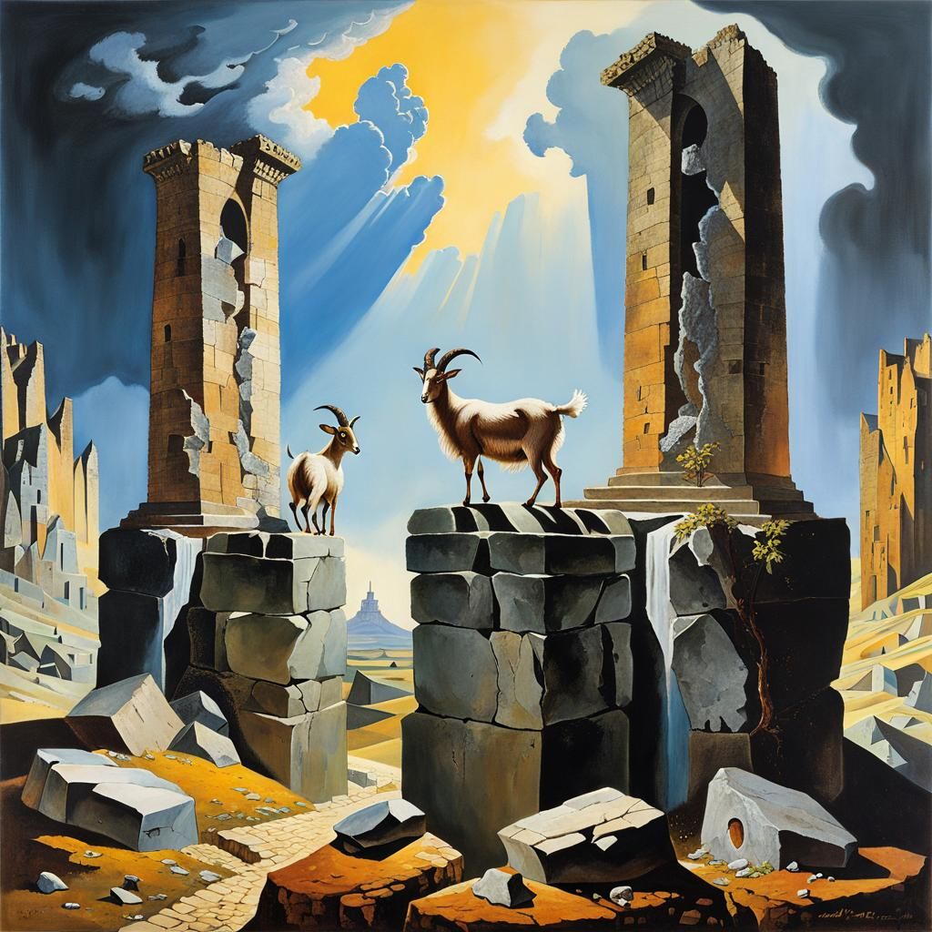 Goats Frolic on Crumbling Dystopian Ruins