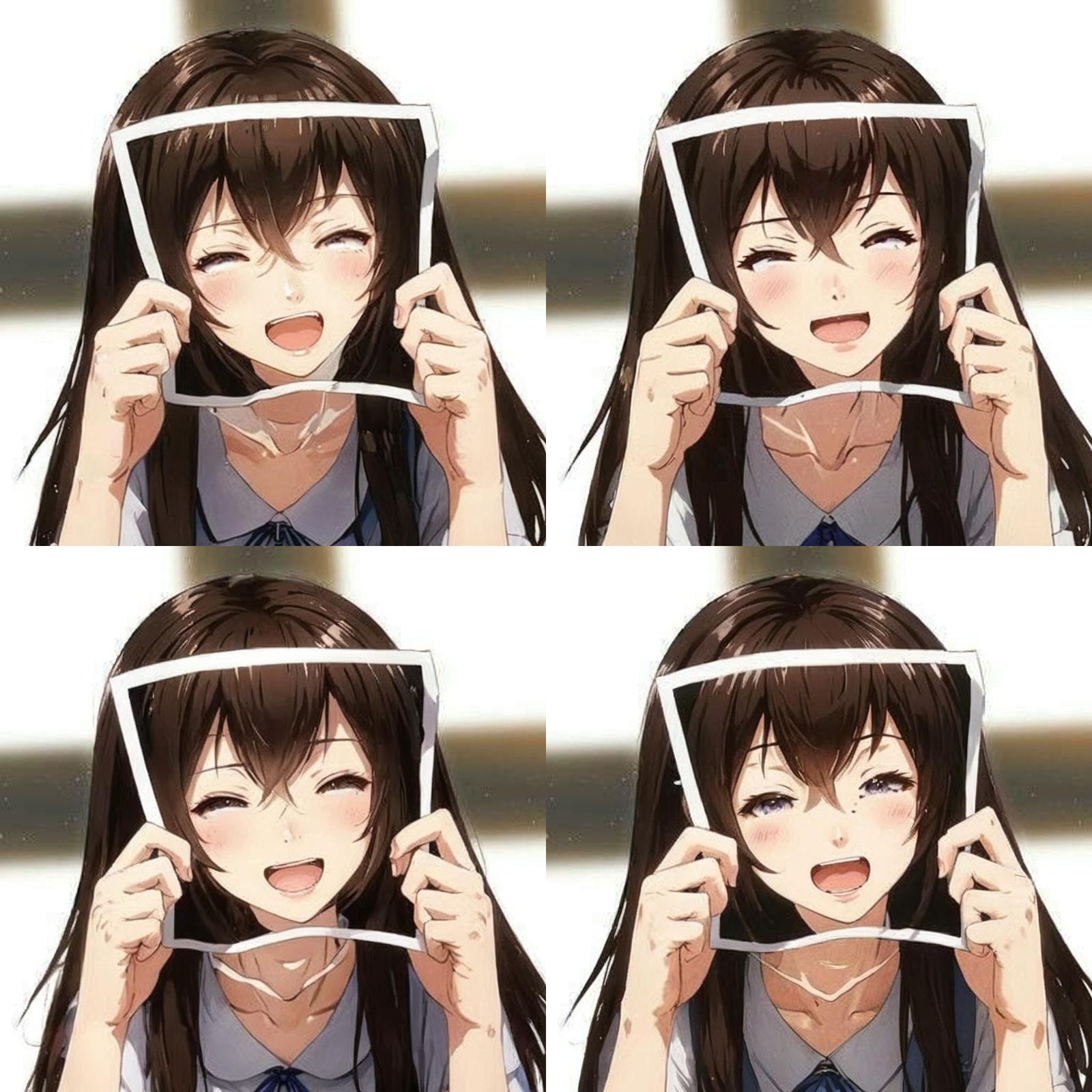 Sad Anime Girl with Smiling Picture