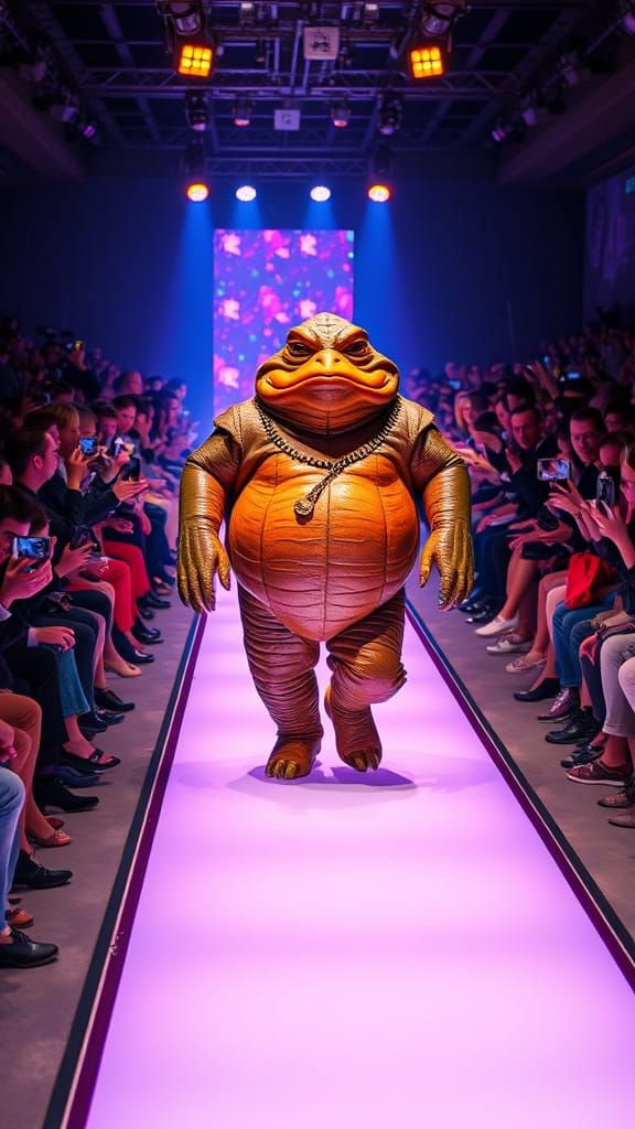 Sleek Fashion Show Audience with Paparazzi and Jabba the Hut...