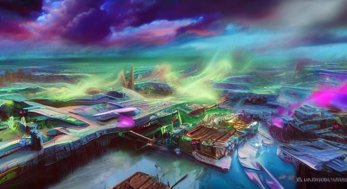 Vibrant Hog in Mid-Scene Surrealism