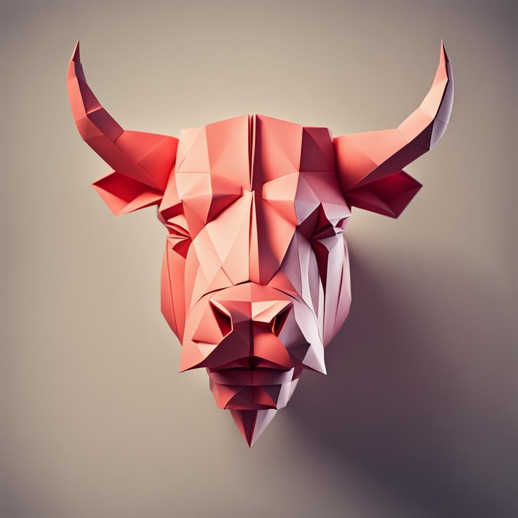 Origami Bull Head Papercraft in 8K