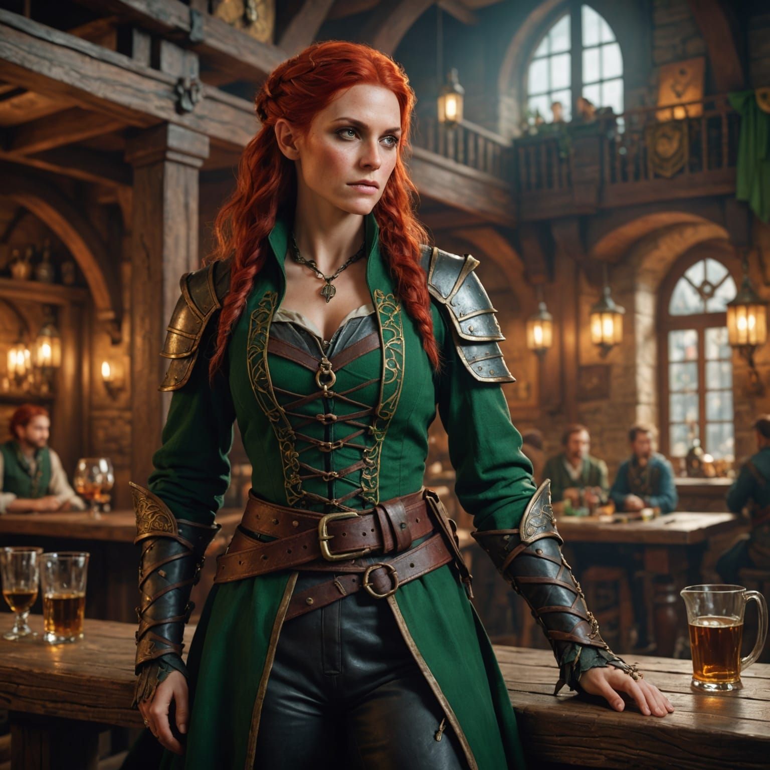 Wood-Elf Pirate in Tavern: Detailed Matte Painting