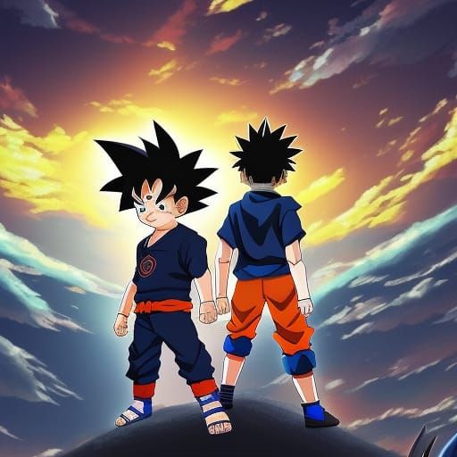 Goku and Naruto in Studio Ghibli Style