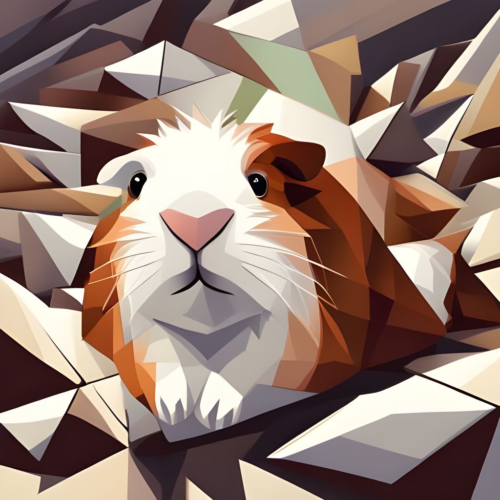 Cubist Guinea Pig in Geometric Art Deco Style