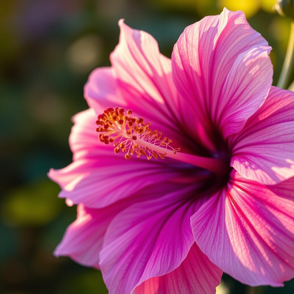 Vibrant Hibiscus Sunflower Blooms in Golden Light