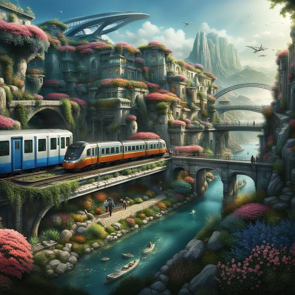 Futuristic Greek-Korean Cityscape: A Science Fiction Utopia