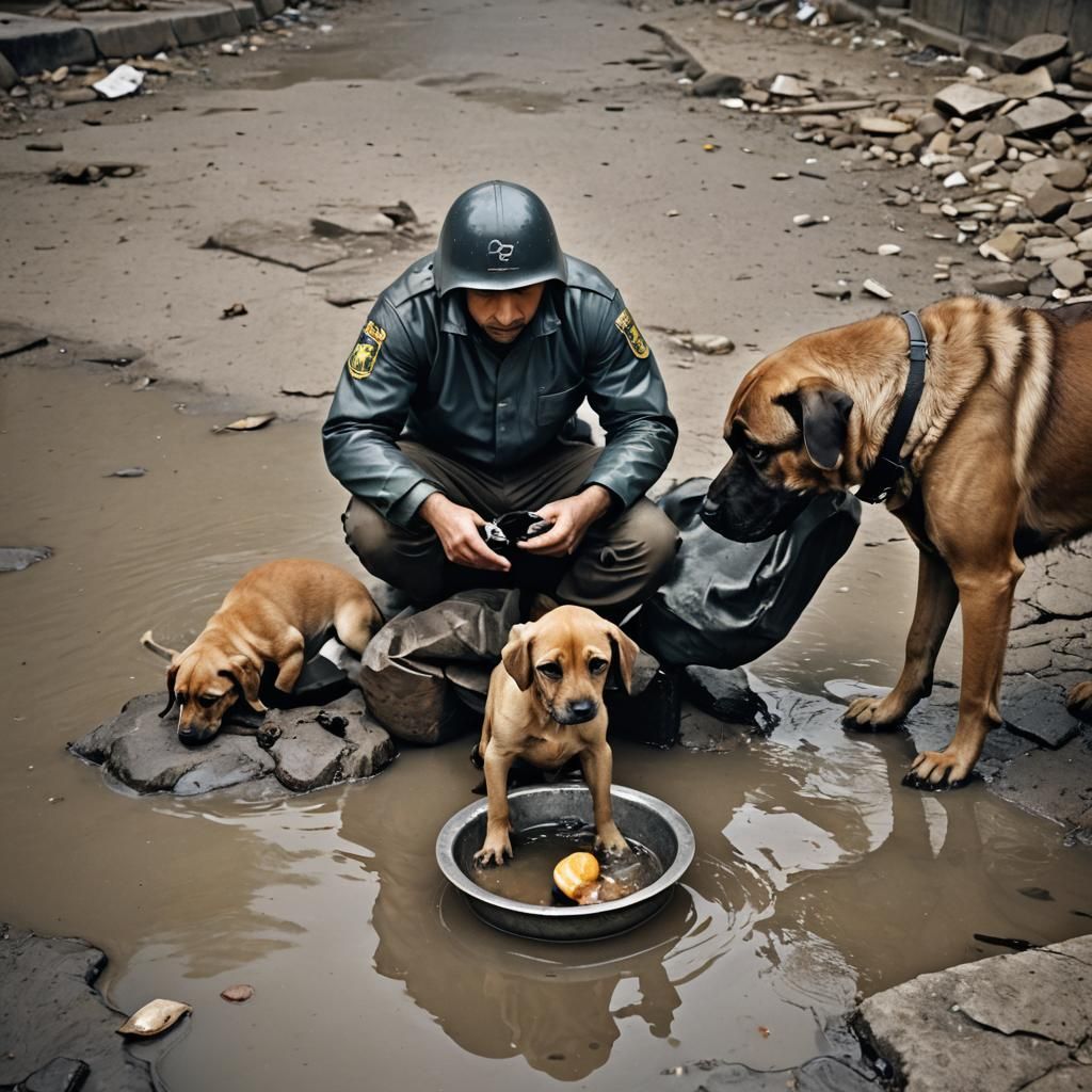 Dog-Headed Man Imprisoned: Photorealistic Digital Art