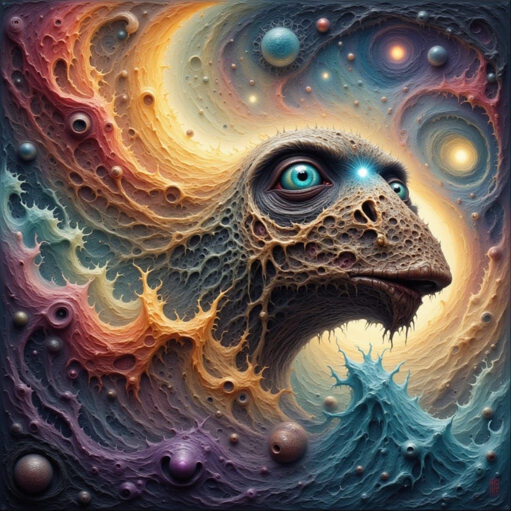 Monstrous Zombie Emerges From Swirling Impasto Vortex