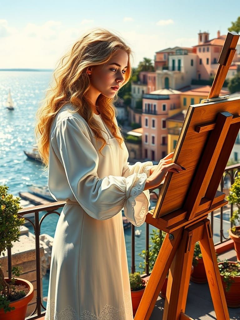 Adriatic Sea Painting by Young Blonde Artist