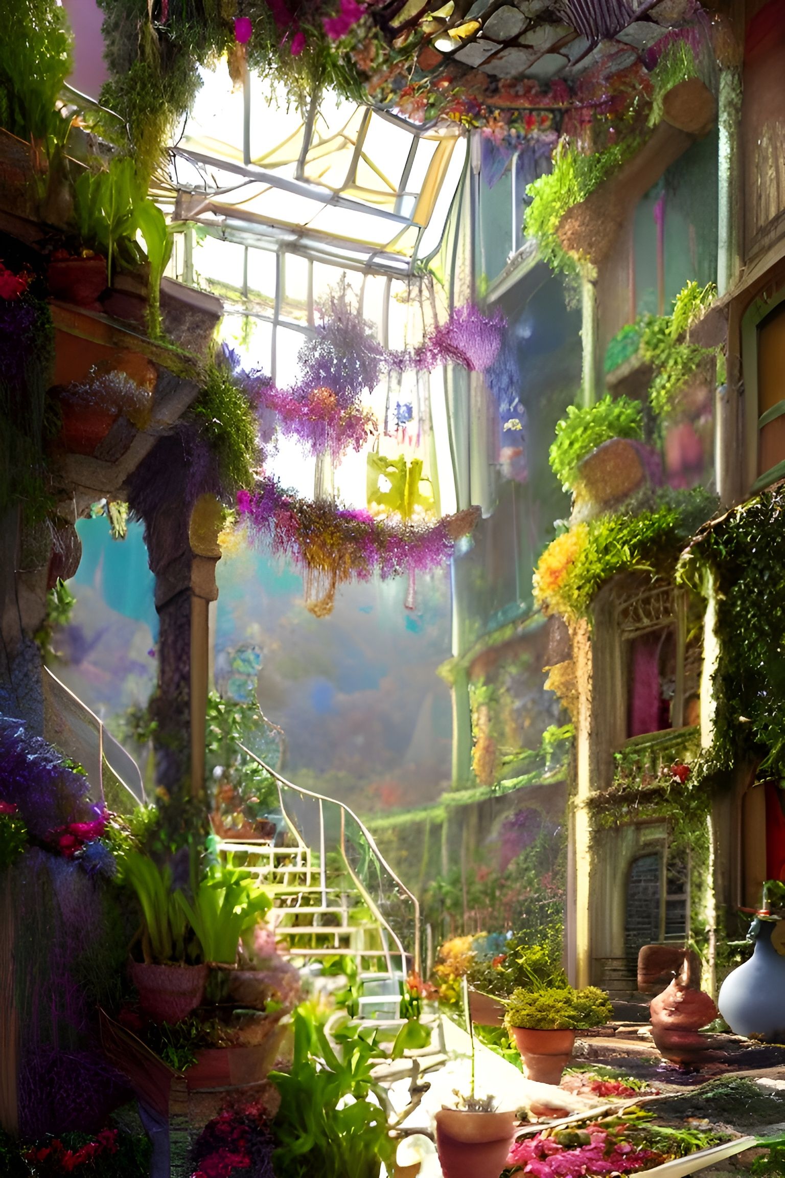 Gigantic Hanging Succulents in Hyperdetailed Digital Paintin...