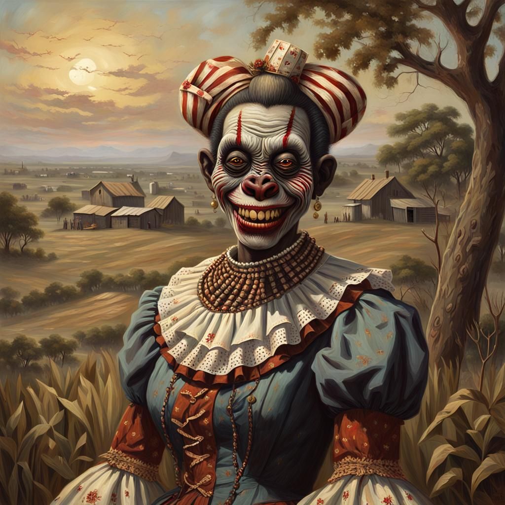 Zombie Monkey Clown in 1865 American Portrait