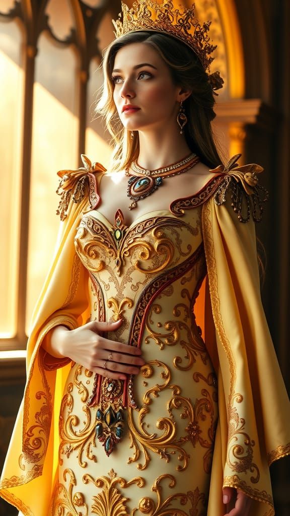 Baroque Goddess in Majolica Style Gown
