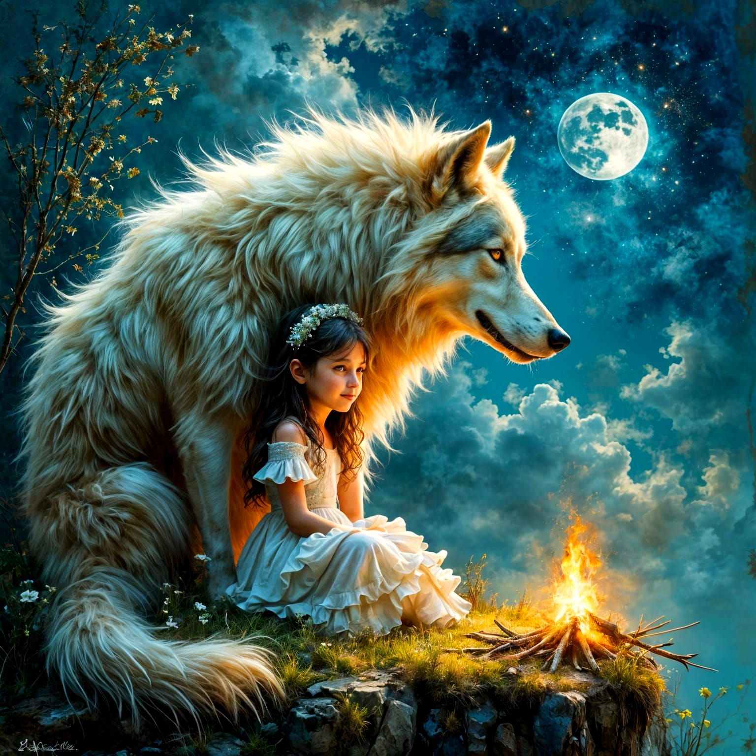 The wolf and the little maiden - prompt open