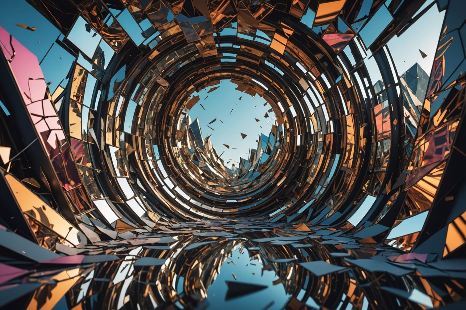 Captivating Shattered Mirror Reflects Abstract Digital Art