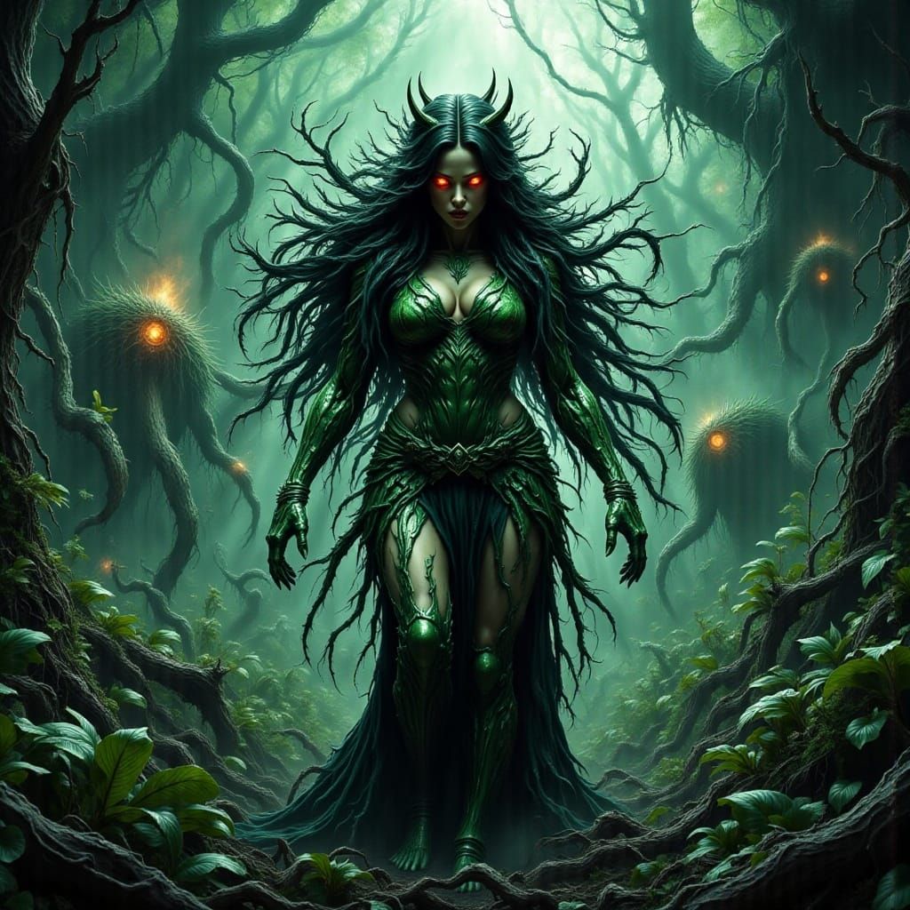 Botanical Terror Supervillain in Overgrown Jungle