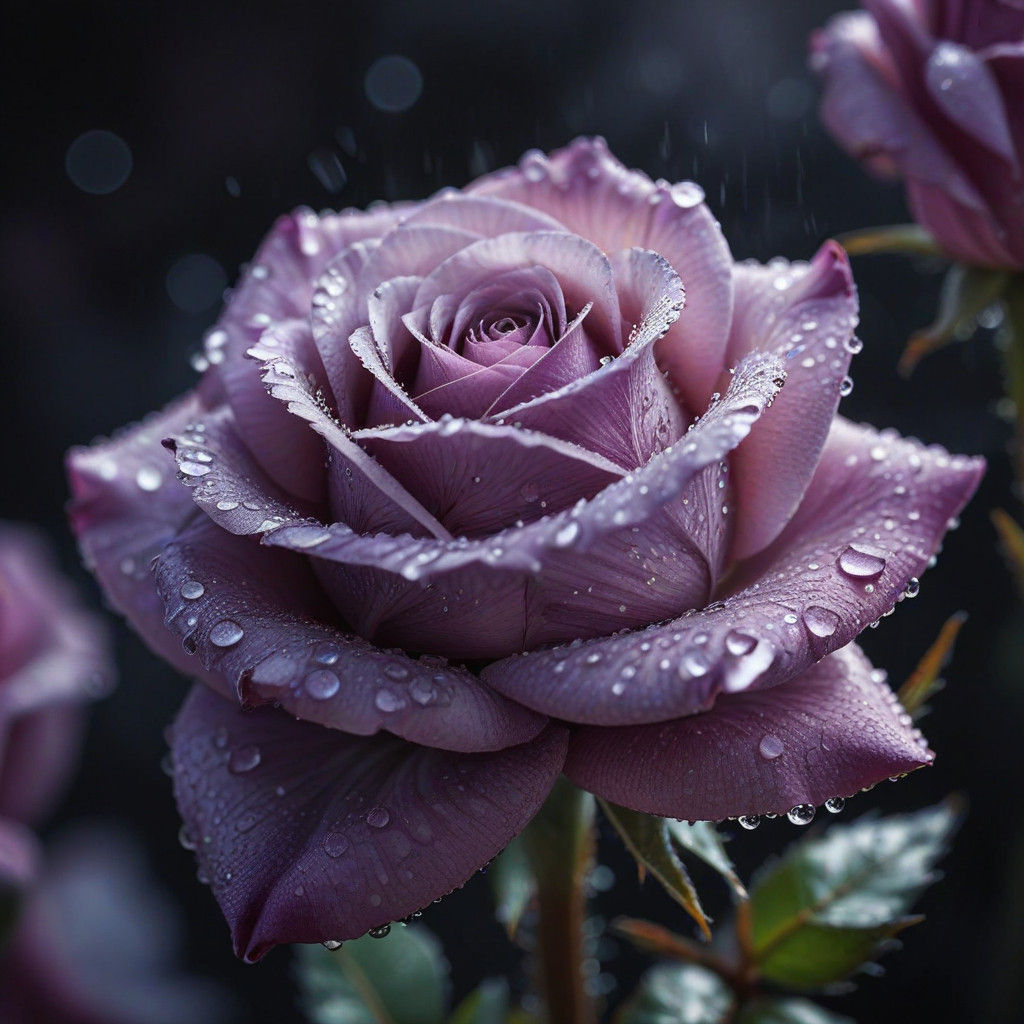 Lavender Rose Macro in Dramatic Lighting