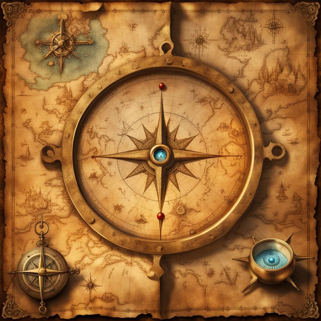 Vintage Treasure Map with Hidden Clues