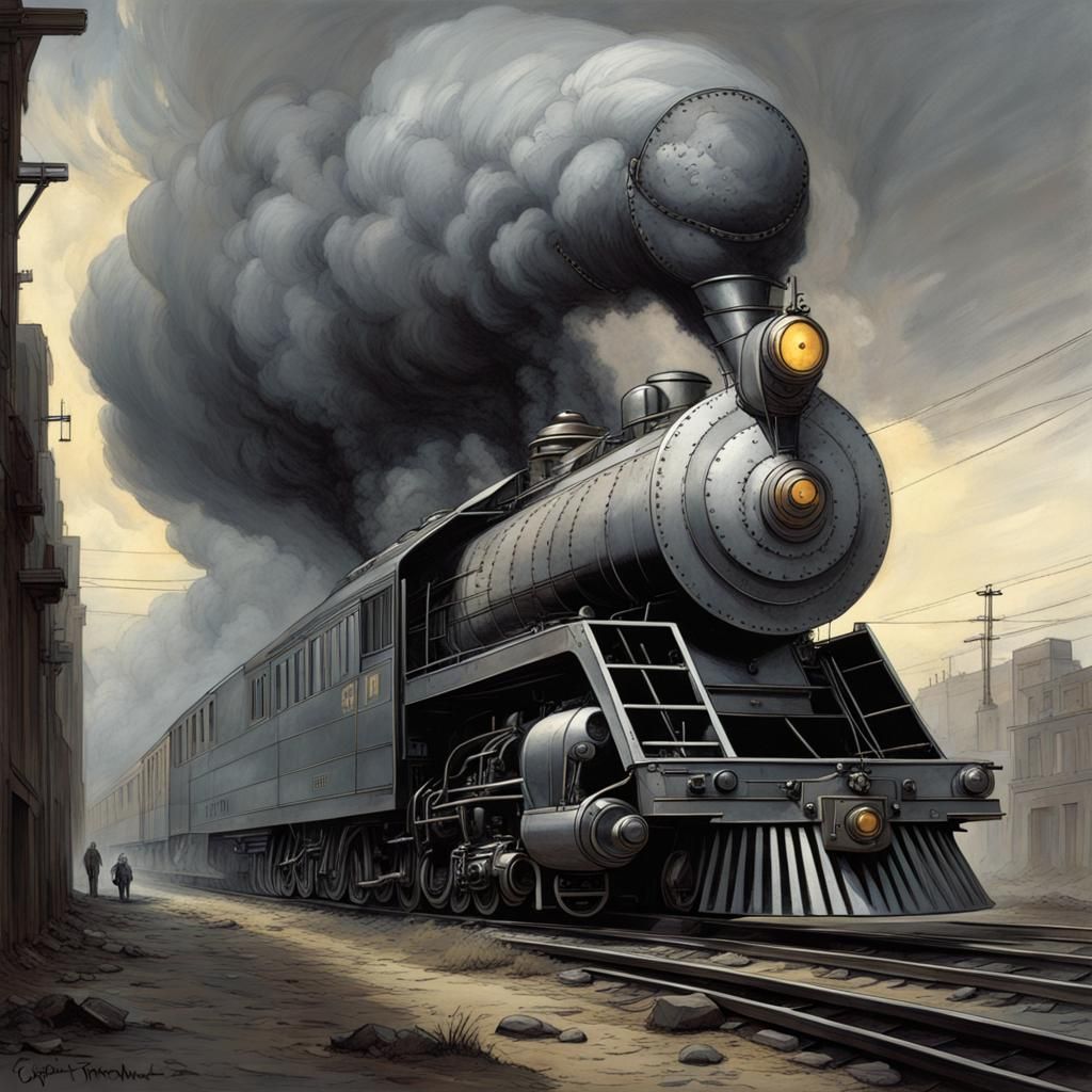 Hypermodern Locomotive Horror in Detailed Style
