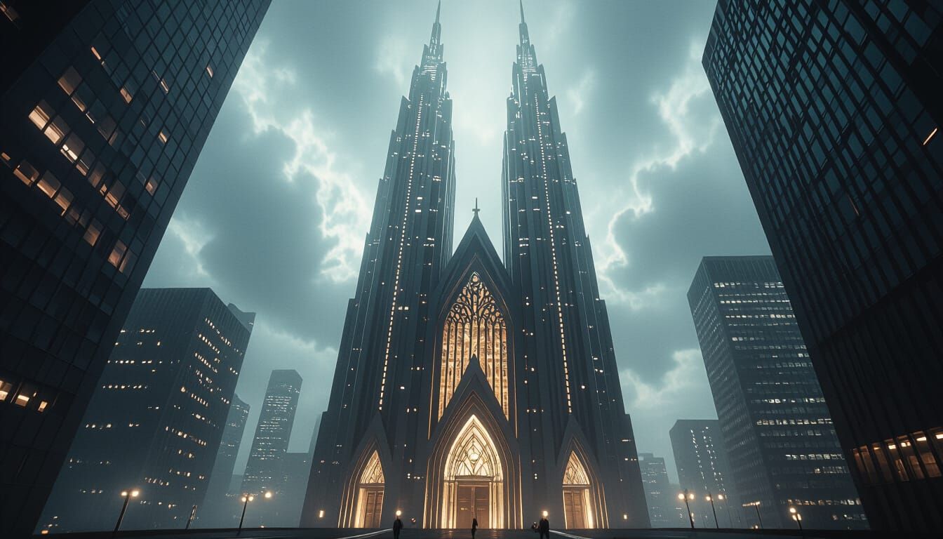 Futuristic Skyscraper Church in Sci-Fi Style