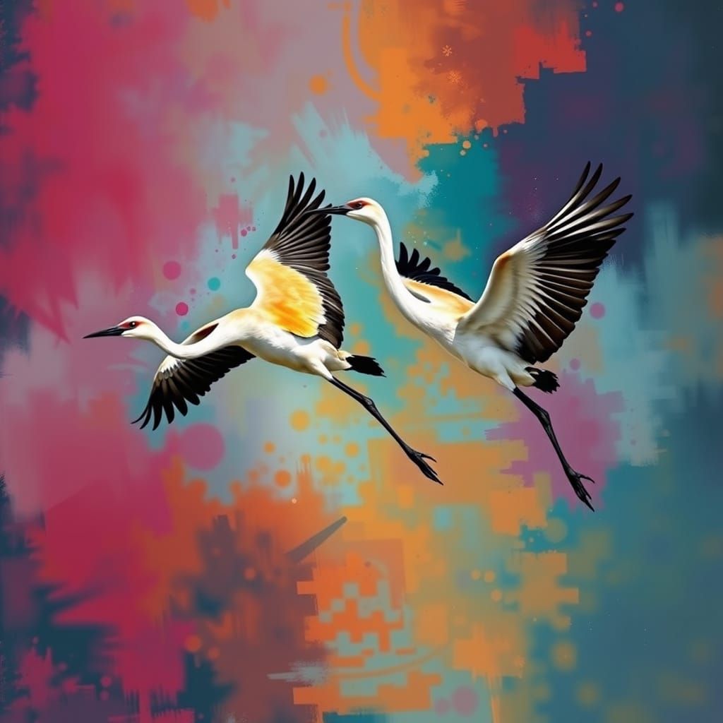 Elegant Sandhill Cranes in Vibrant Harmony